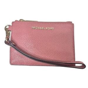 Michael Kors Rose Pink Jet Set Coin Purse Leather Wristlet Keychain